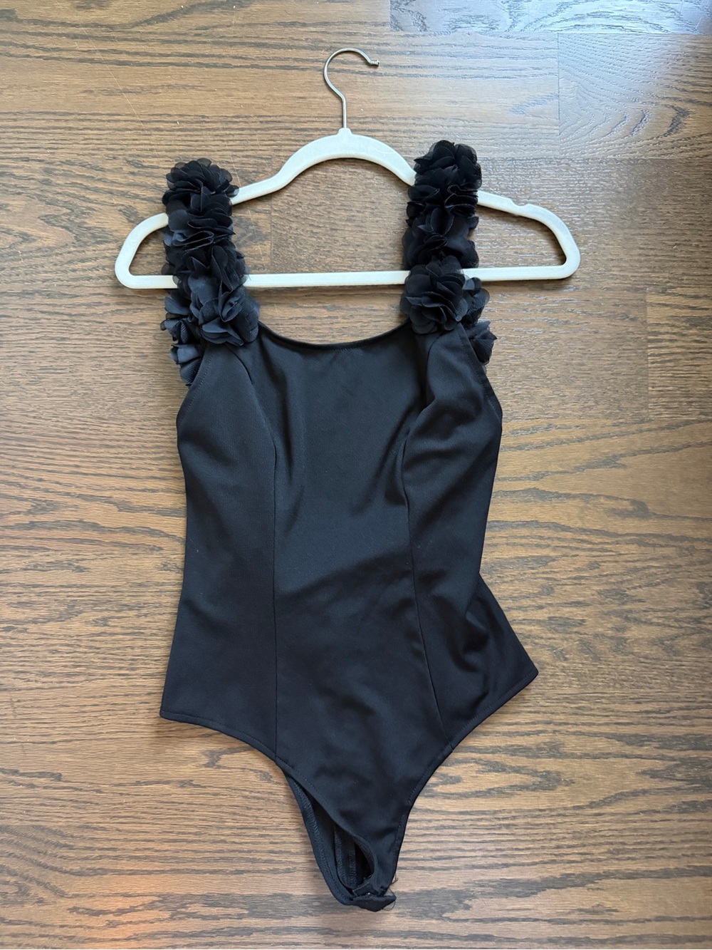 AKIRA Black Floral Strap Bodysuit